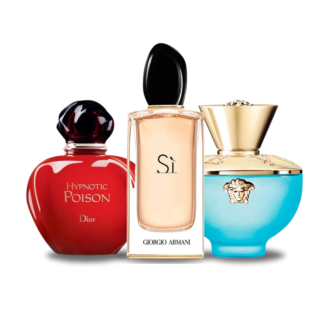 Combo aus 3 Damenparfums - Hypnotic Poison von Dior, Si von Giorgio Armani und Dylan Turquoise von Versace (je 100ml)