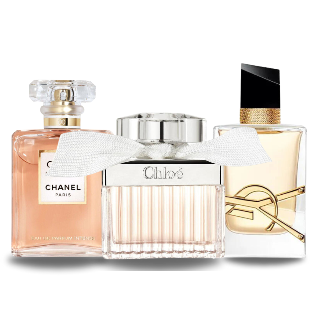 Combo aus 3 Damenparfums - Coco Mademoiselle von Chanel, Libre von Yves Saint Laurent und Chloé Signature (je 100ml)