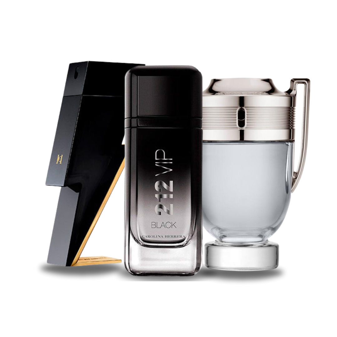 Combo aus 3 Herrenparfums - Bad Boy von Carolina Herrera, 212 VIP Black von Carolina Herrera und Invictus von Paco Rabanne (je 100ml)